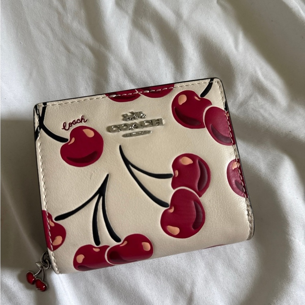 Coach Cream and Red Cherry Women's Wallet